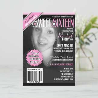 Convites Cobrir da Revista Sweet 16