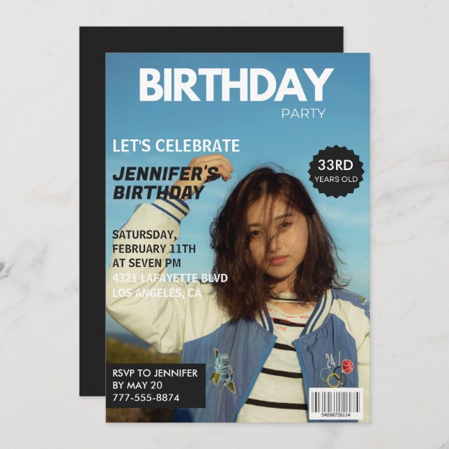 Convites cobrir de 33 anos da revista (Frente/Verso)