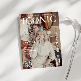 Convites Cobrir de revista com código qr 60º Festa de anive