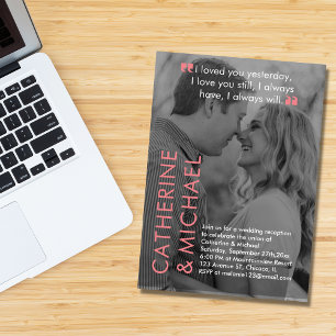 Convites Cobrir de Revista Foto Escura Rosa Minimalista Mod