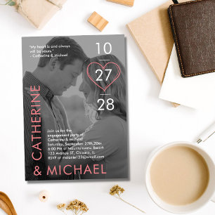 Convites Cobrir de Revista Foto Escura Rosa Minimalista Mod