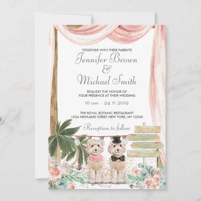 Convites Cockapoo Cão Russo (Frente)