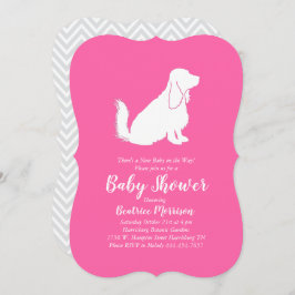Convites Cocker Spaniel Bebê Menina Chá de Bebê Rosa
