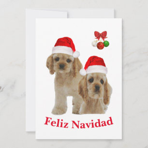 Convites Cocker spaniel Feliz Navidad