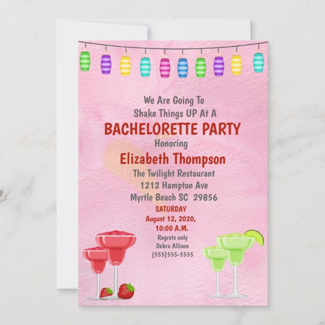Convites Cocktail Bachelorette Bridal Party (Frente)