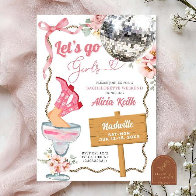 Convites Cocktail Disco Cowgirl Rodeo Bachelorette Weekend (Criador carregado)