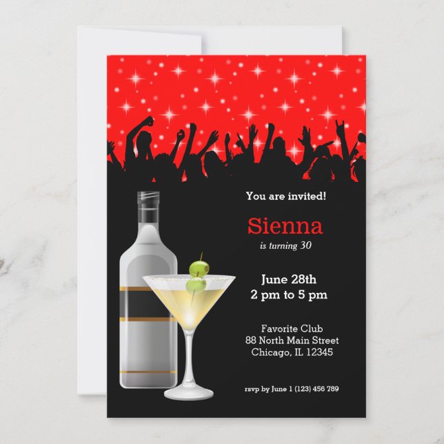 Convites Cocktail * escolher cor de fundo (Frente)