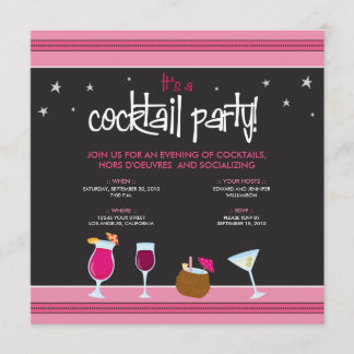 Convites Cocktail fabulosa festivo (fuschia)