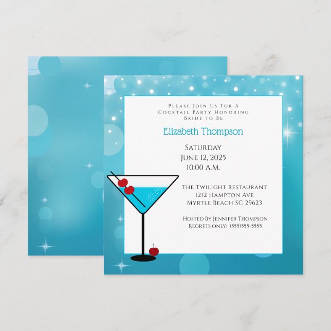 Convites Cocktail Party For Brit Invitation (Frente/Verso)