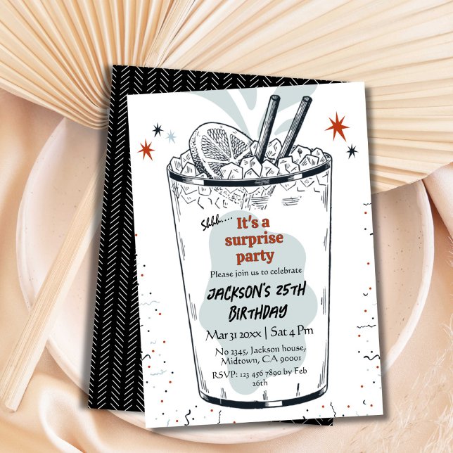 Convites Cocktail retro bebe temático 25 surpresa Aniversár (Criador carregado)