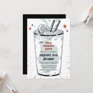 Convites Cocktail retro bebe temático 30 surpresa Aniversár