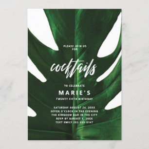 Convites Cocktail Tropical Monstera Leaf Party