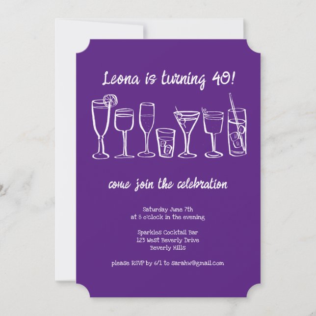 Convites Cocktail Whimsical Bebe Festa de aniversário Perso (Frente)