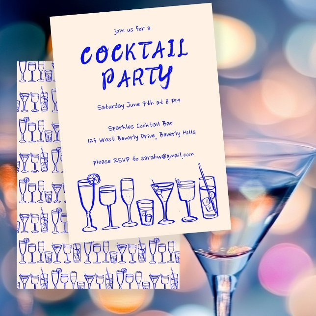 Convites Cocktail Whimsical Bebe Festa de aniversário Perso (Whimsical Cocktail Drinks Custom Birthday Party Invitation
)