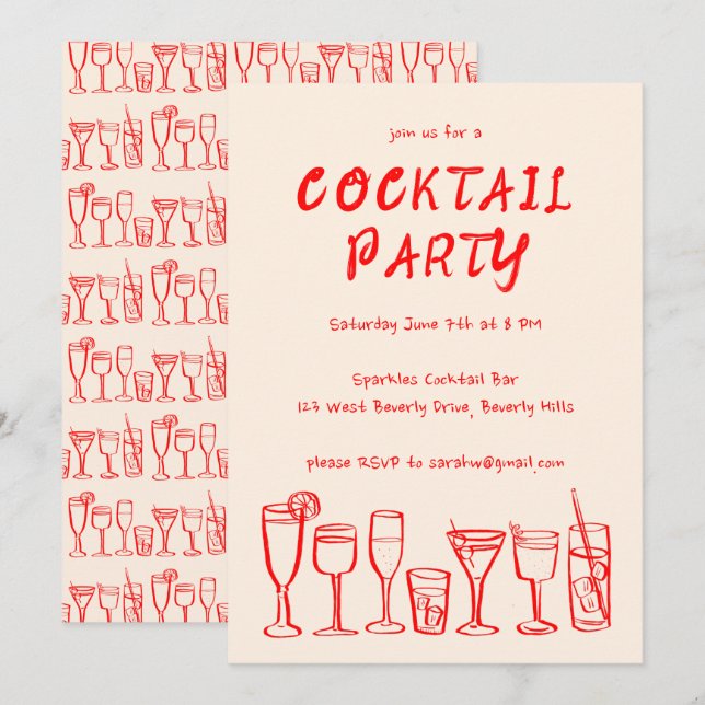 Convites Cocktail Whimsical Bebe Festa de aniversário Perso (Frente/Verso)