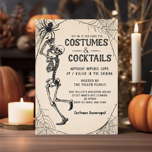 Convites Cocktails & Costumes Skeleton Festa de Halloween