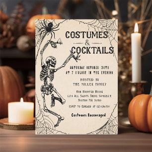 Convites Cocktails & Costumes Skeleton Festa de Halloween
