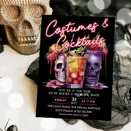Convites Cocktails & Costumes Skull Adulto Festa de Hallowe
