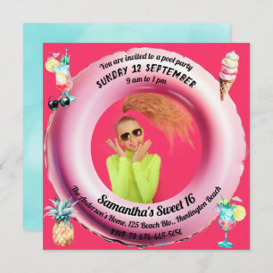 Convites Cocktails de festa cor-de-rosa Pineapple Sweet 16