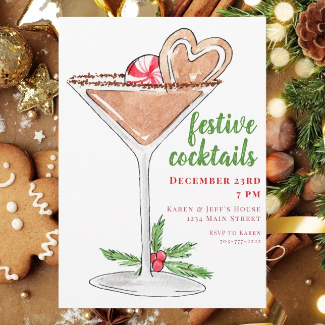 Convites Cocktails de Natal Festivo Martini (Criador carregado)