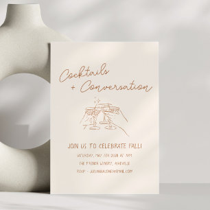 Convites Cocktails de Rabiscos à Mão Festa de Outono