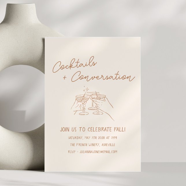 Convites Cocktails de Rabiscos à Mão Festa de Outono (Criador carregado)