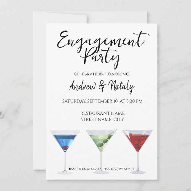 Convites Cocktails divertidos coloridos (Frente)