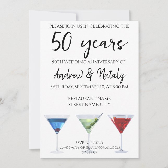 Convites Cocktails divertidos e coloridos (Frente)