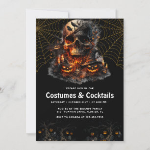 Convites Cocktails e Fantasias de Crânio Gótico Parte do Ha