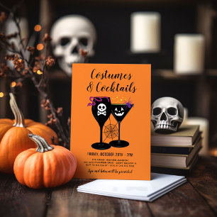 Convites Cocktails e figurinos Festa de Orange Halloween