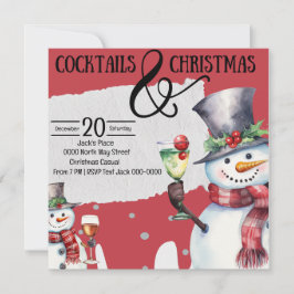 Convites Cocktails e Snowmen de Natal com Bebidas
