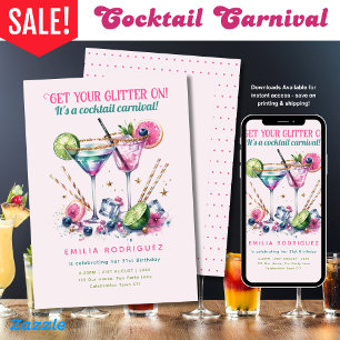 Convites Cocktails Glitter Candy Carnaval Aniversário - QUA