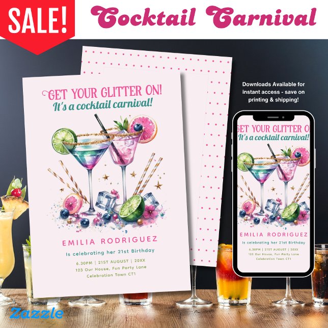 Convites Cocktails Glitter Candy Carnaval Aniversário - QUA (Criador carregado)