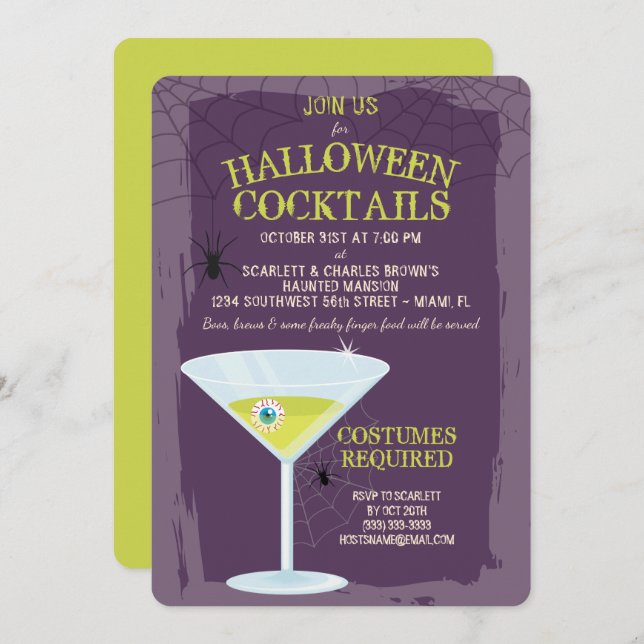 Convites Cocktails Halloween (Frente/Verso)