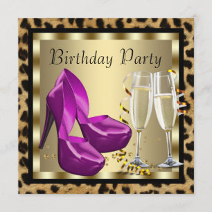 Convites Cocktails Sapatos de Salto Alto Leopardo Festa de 