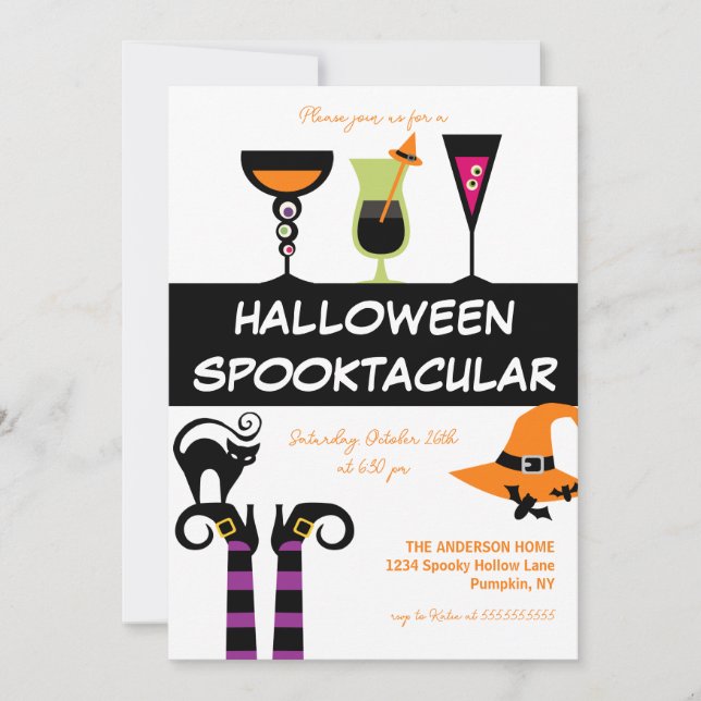 Convites Cocktails Spooktacular Festa de Halloween (Frente)