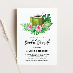 Convites Coco de Aquarela Tropical Verão Brunch Nupcial