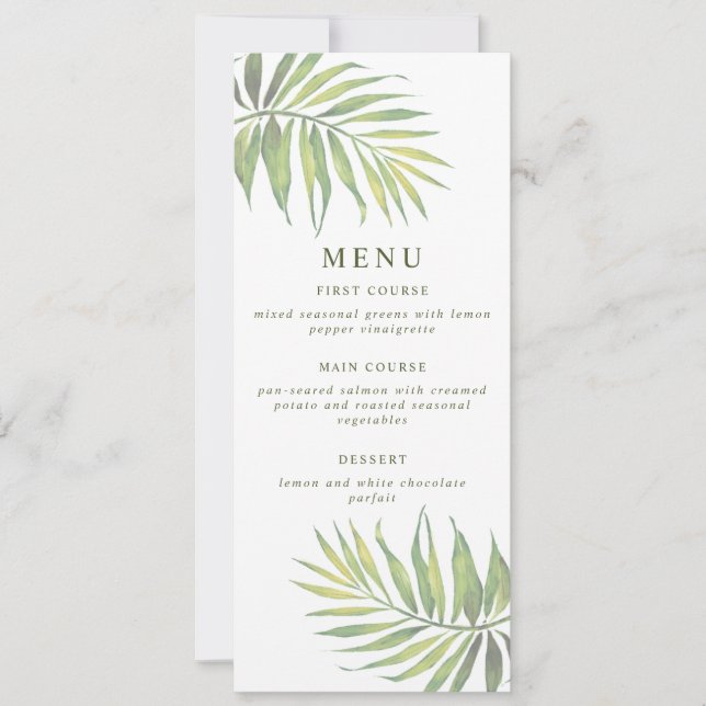 Convites COCO Watercolor Palm Leaf Menu (Frente)