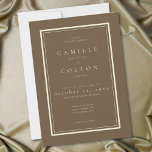 Convites Cocoa Brown Minimalist Frame Wedding<br><div class="desc">Celebrate your love with this minimalist cocoa brown wedding invitation design. Featuring a modern double frame,  it's perfect for an autumn ceremony. This earthy,  modern look offers a warm and sophisticated feel for your seasonal wedding. Created by Simply Farmhouse Press.</div>