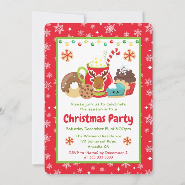 Convites Cocoa e Biscoitos de Natal Presentes de Natal (Frente)