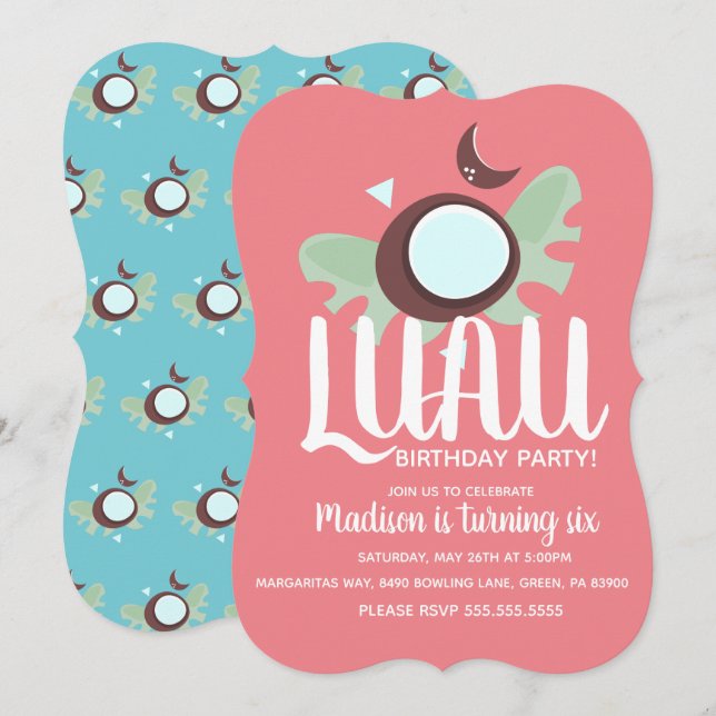 Convites Coconuts Luau Festa de aniversário tropical (Frente/Verso)
