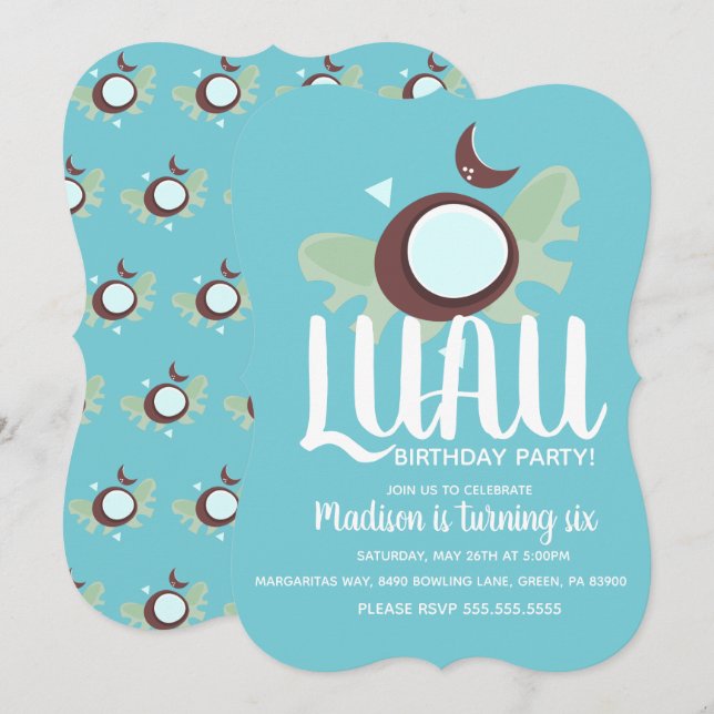 Convites Coconuts Luau Festa de aniversário tropical (Frente/Verso)