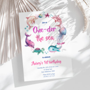 Convites Cód. Aquarela Única Dó primeiro aniversario do Mar