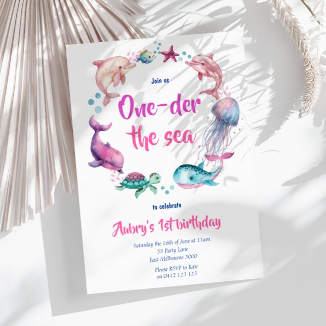 Convites Cód. Aquarela Única Dó primeiro aniversario do Mar (Criador carregado)