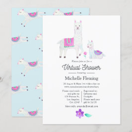Convites Cód. Watercolor Llama com o tema Chá de fraldas vi