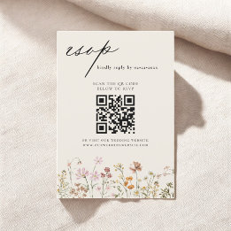 Convites Código de Casamento de Código QR do Wildflower RSV