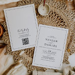 Convites Código de QR Minimalista Tudo em Um Casamento<br><div class="desc">Este código de QR minimalista em um convite de casamento é perfeito para um casamento simples. A design romântica moderna apresenta a tipografia clássica, em preto e branco, emparelhada com uma caligrafia rústica, mas elegante, com estilo voltado para a mão. Personalizável em qualquer cor. Mantenha o design simples e elegante,...</div>