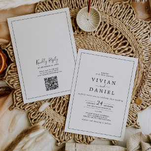 Convites Código de QR Minimalista Tudo em Um Casamento