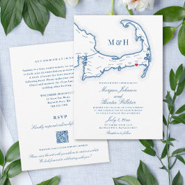 Convites Código QR All-in-One do Cabo Cod Casamento RSVP