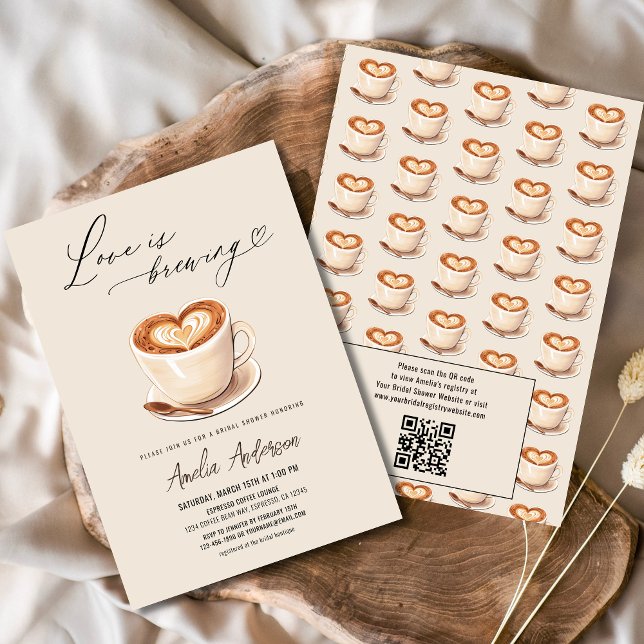Convites Código QR Amor é Criar Chá de panela de Café (Criador carregado)
